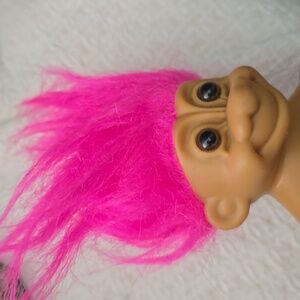 Vintage Russ 5" Troll Doll with Hot Pink Magenta Hair